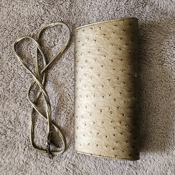 Woman shoulder cross body handbag clutch faux ostrich sexy party - Picture 7 of 8